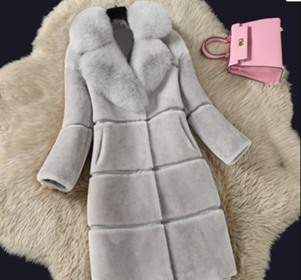 Faux Coats Jackets Plus 5XL Women Winter Thick Long Jacket New Fashion Lady Fox Fur Collar Outerwear