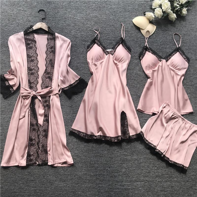 Women's Sleepwear Women's CALOFE Summer 2022 Women Pajama Sets 4 Pcs Sexy Lace Pyjamas Satin Silk Pijama With Chest Pads Homewear, C2(4-piece)
Women's Sleepwear Women's CALOFE Summer 2022 Women Pajama Sets 4 Pcs Sexy Lace Pyjamas Satin Silk Pijama With Chest Pads Homewear, C2(4-piece)