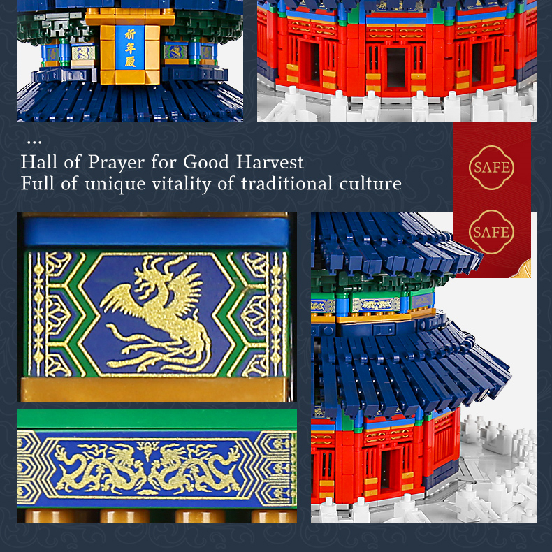 The Temple of Heaven Model Building Block Ancient Chinese Architecture Assembly MOULD KING 22009 Streetview Bricks Education Toys Kids Christmas Gifts