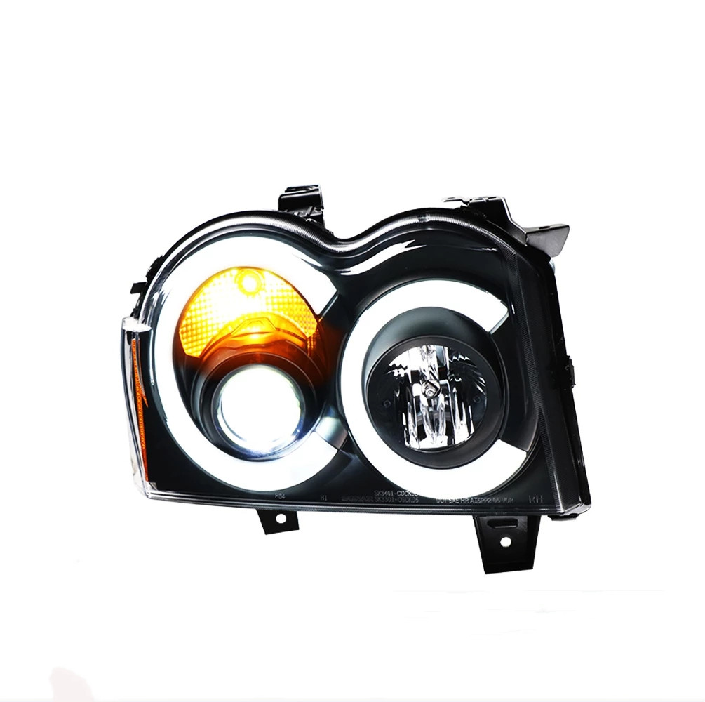 Car Headlights for Grand Cherokee LED Headlight 2005-2008 V2 Projector Head Lights High Beam Angel Eye Turn Signal