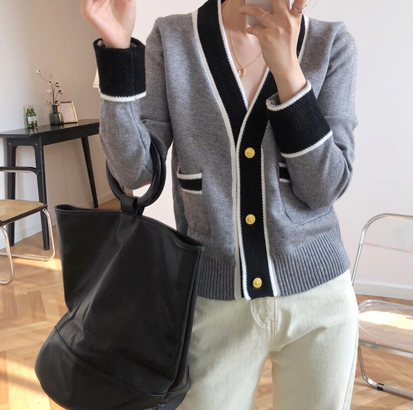 Women's Sweaters V Neck Button Red Christmas Tree Cardigan Sweater Knitted Loose Oversized Jumper Top Jacket Coat