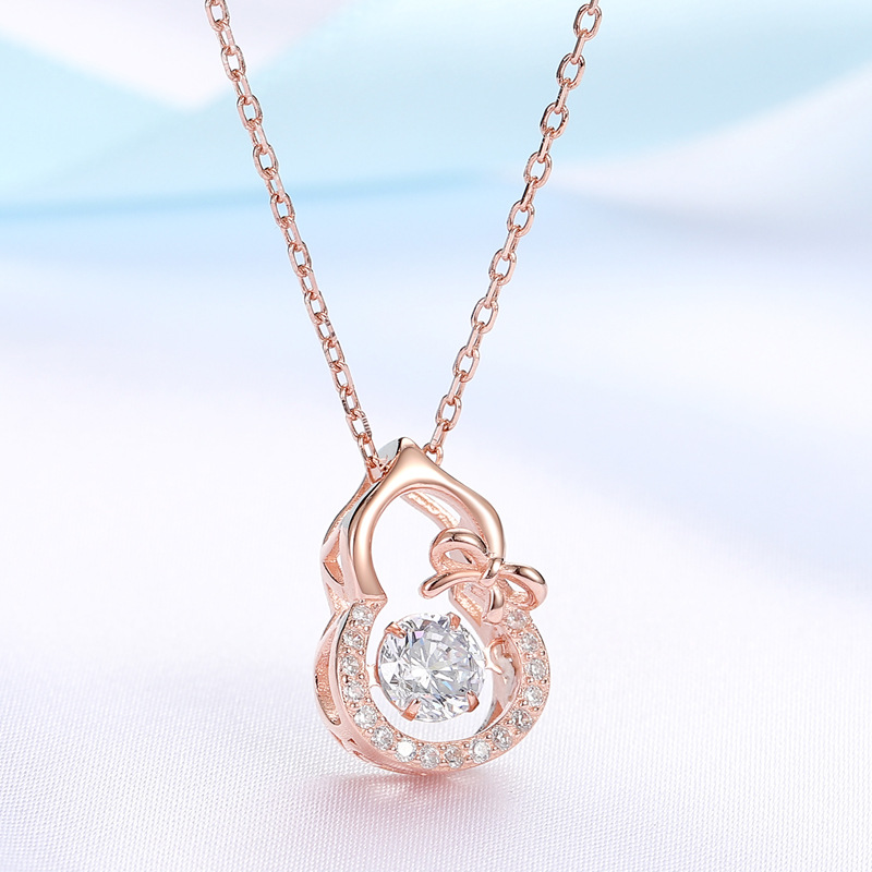 Lucky Gourd Pendant Necklace S925 Silver Plated Crystal Diamonds Classic Women Girls Lady Jewelry Christmas Gift