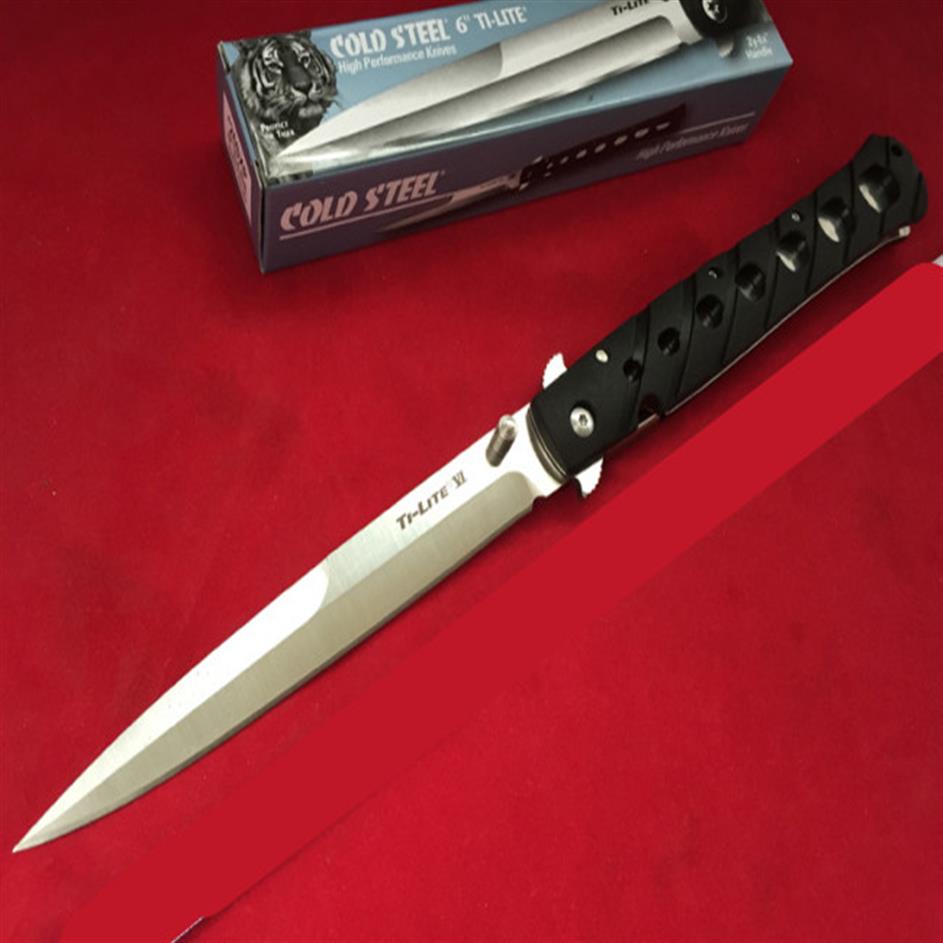 COLD STEEL 6inch Ti-Lite 26sxp Knife 3 colors 440 blade Folding Pocket Survival Knife Xmas gift 1pcs 249w
COLD STEEL 6inch Ti-Lite 26sxp Knife 3 colors 440 blade Folding Pocket Survival Knife Xmas gift 1pcs 249w