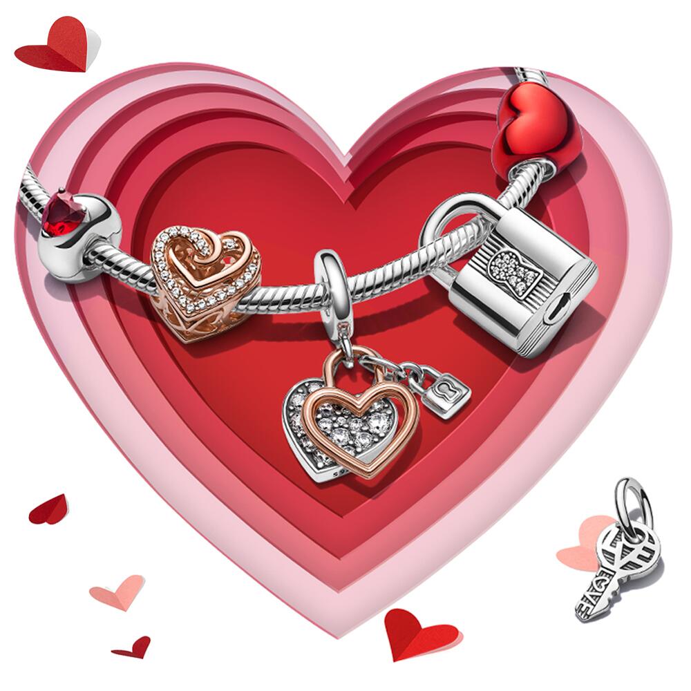 New Popular 925 Sterling Silver Charm Padlock Key And Ladybug Heart Charm For S925 Snake Bracelet Women DIY Jewelry Gifts