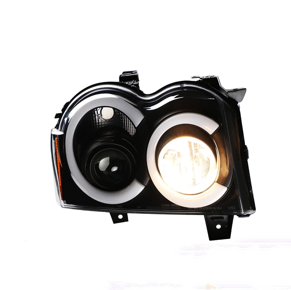 Car Headlights for Grand Cherokee LED Headlight 2005-2008 V2 Projector Head Lights High Beam Angel Eye Turn Signal