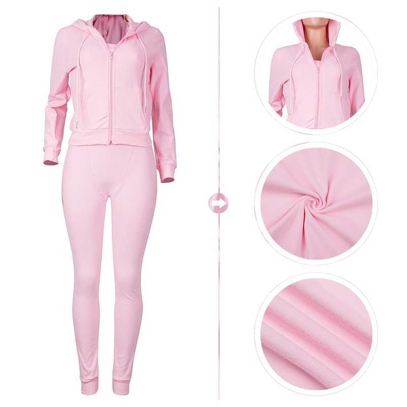 Womens Sport Tracksuits International Station Autumn And Winter New Double-sided Cashmere Vest Hoodie Three Piece Set