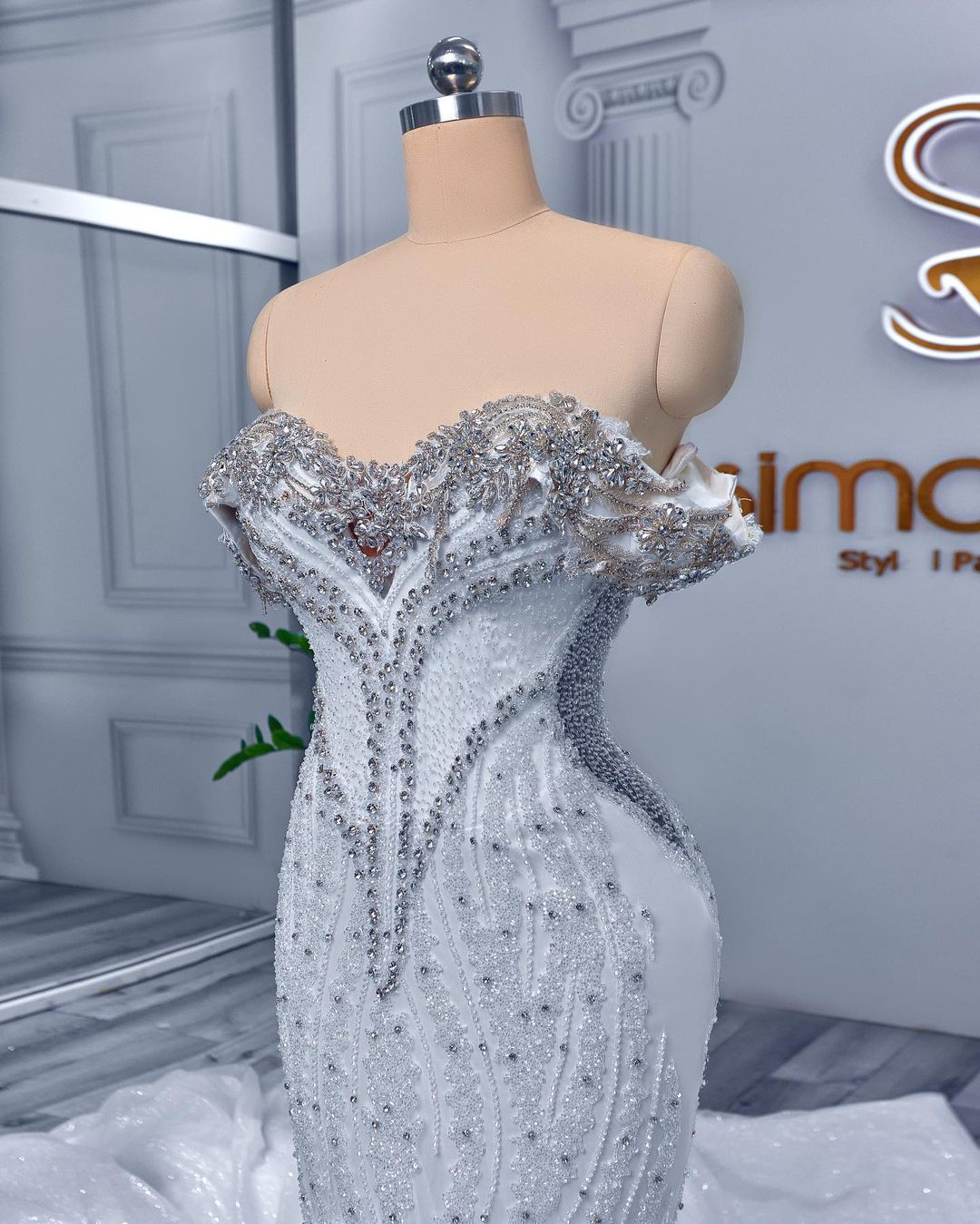 2022 Arabic Aso Ebi Mermaid Wedding Dresses Sparkly Crystals Beaded Lace Bridal Gowns Dress ZJ566