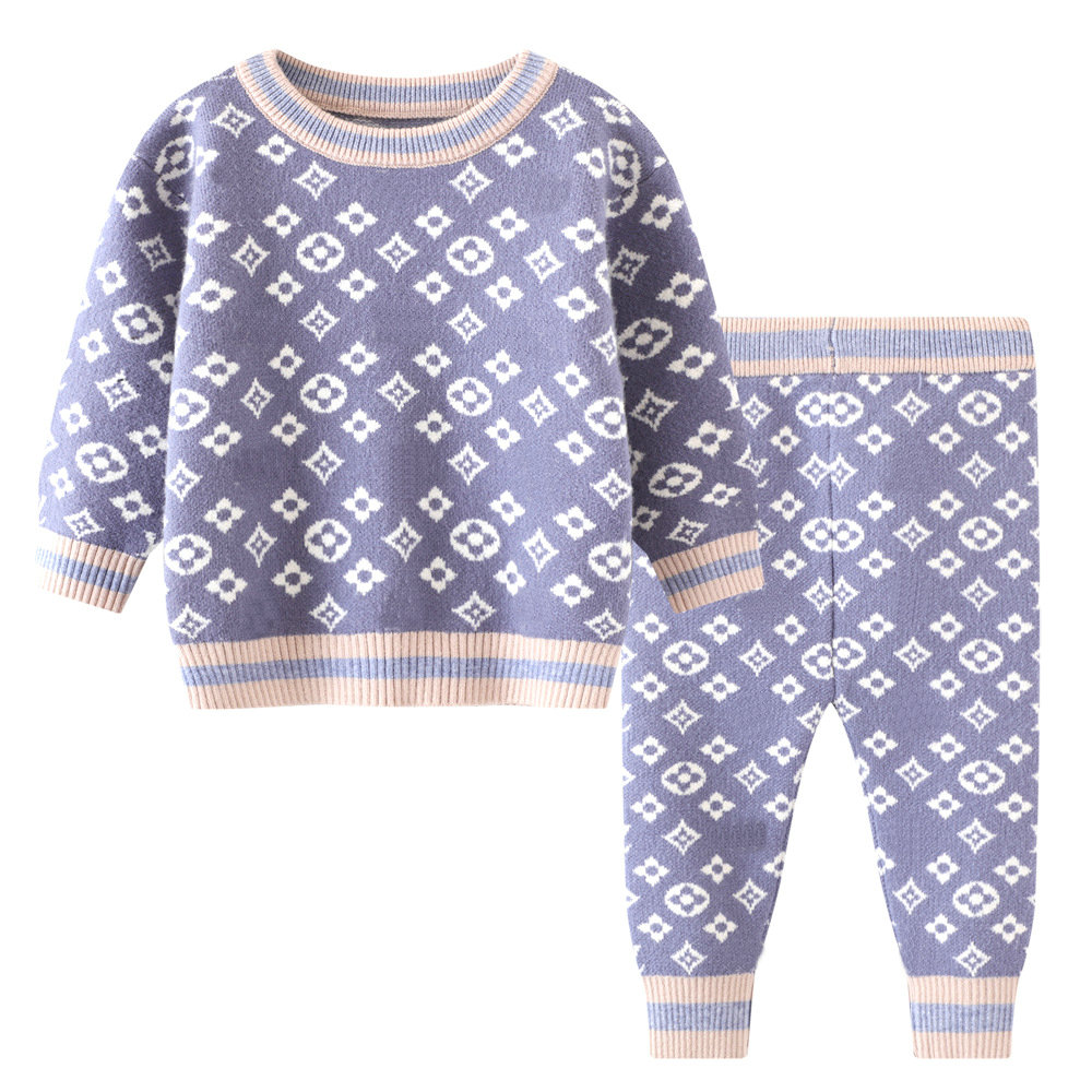 Fast shipments Kids Clothing Sets Boys Girls Tracksuits Suit classic Letters 2pcs Knitted sweater and Pant Suits Chidlren Casual Sport Clothes