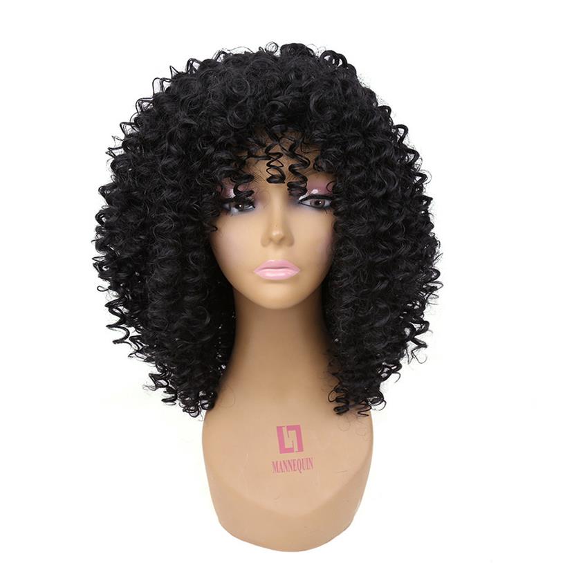 

Afro Kinky Curly Wig Natural Black Hair African American Synthetic Wigs for Women Perucas Para Mulheres Negras262t, 16 inch