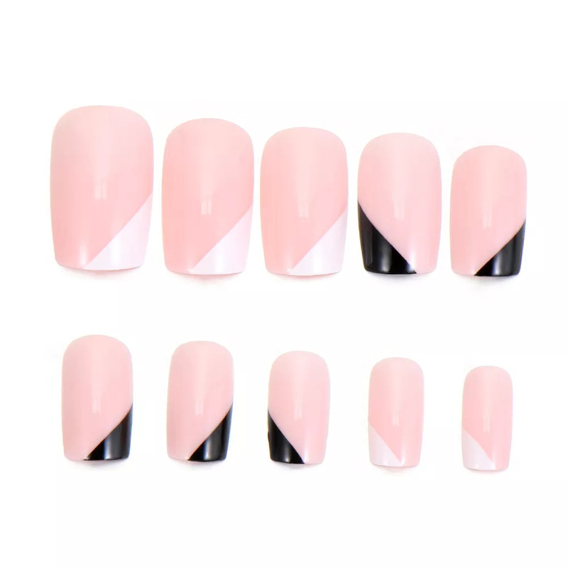 False Nails French False Nail Tips BlackWhite Design Artificial Ballerina Fake Nails With Glue Full Cover Nail Tips Press On Nails 220921