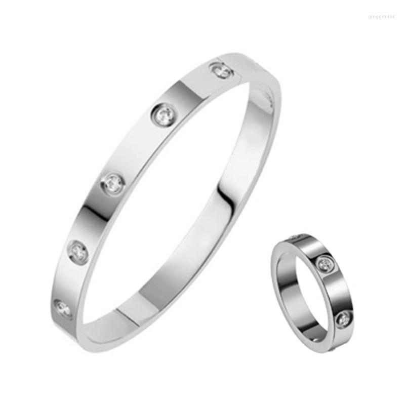 Bangle Luxury And Ring Set For Women Stainless Steel 6mm Bracelet On Hand Women's Fashion Jewelry Designer Gift
Bangle Luxury And Ring Set For Women Stainless Steel 6mm Bracelet On Hand Women's Fashion Jewelry Designer Gift