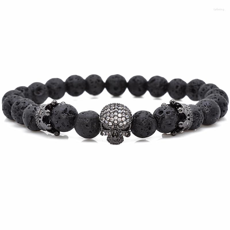 Charm Bracelets Brand Trendy Natural Beads Strand Bracelet Micro Pave CZ Skeleton Skull Black Lava Rock Stone Energy Men European Buddha
Charm Bracelets Brand Trendy Natural Beads Strand Bracelet Micro Pave CZ Skeleton Skull Black Lava Rock Stone Energy Men European Buddha