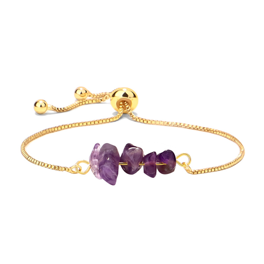 

Colorful Gravel Chip Stone Bracelet Strand Adjustable Natural Stone Gold Chain Bracelets Reiki Semi-precious Stone Fashion Jewelry Women Gift