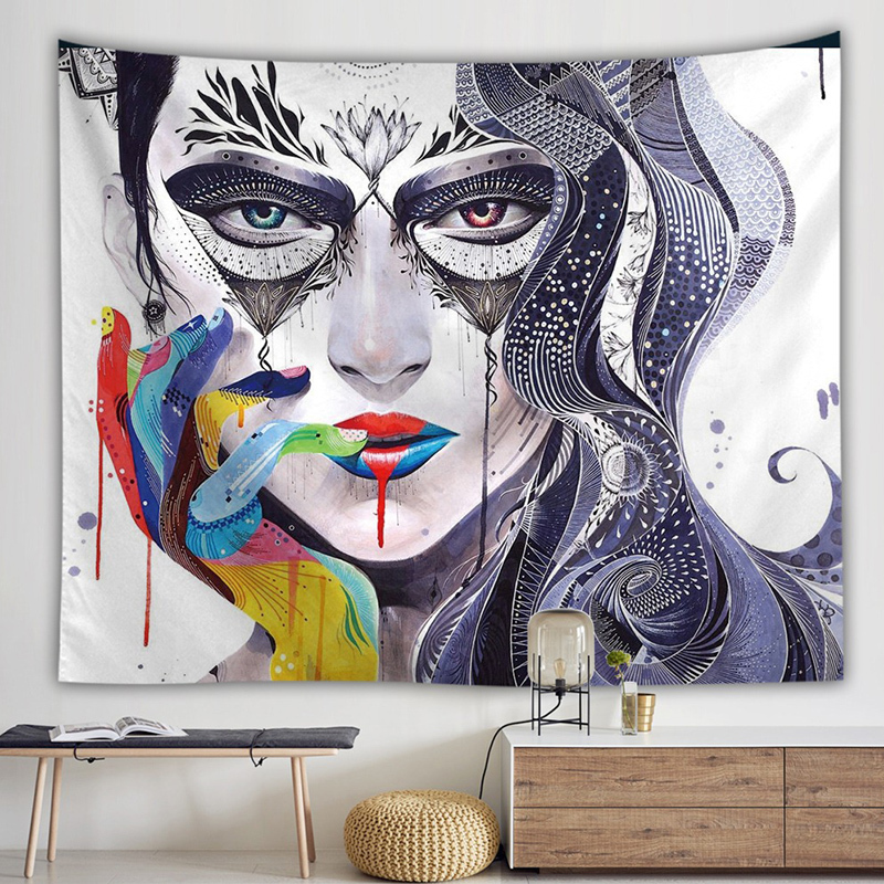 Tapestries Abstract Poeple Witchcraft Tapestry Hippie Wall Hanging Carpets Macrame Tarot Mordern Psychedelic Polyester Blanket Gothic Decor 220920