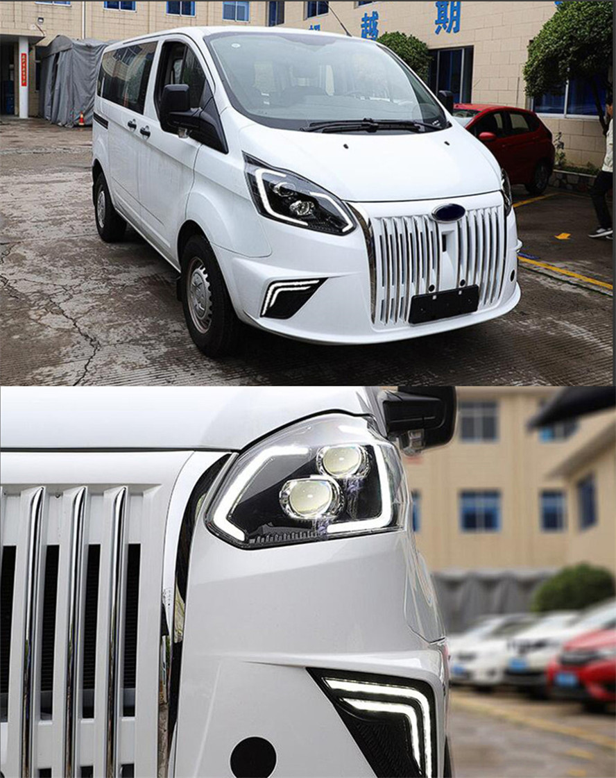 2 Pieces Lights For Ford Transit 20 16-2022 LED Headlights DRL Daytime Lights Turn Signal Headlamp Replacement Fog Light