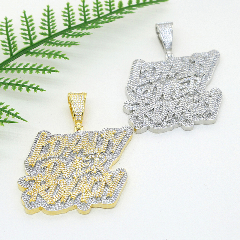 Pendant Necklaces Iced Out Bling CZ Letter Loyalty Over Royalty Necklace Cubic Zirconia Two Tone Color Charm Men Women Hip Hop Jewelry 220921