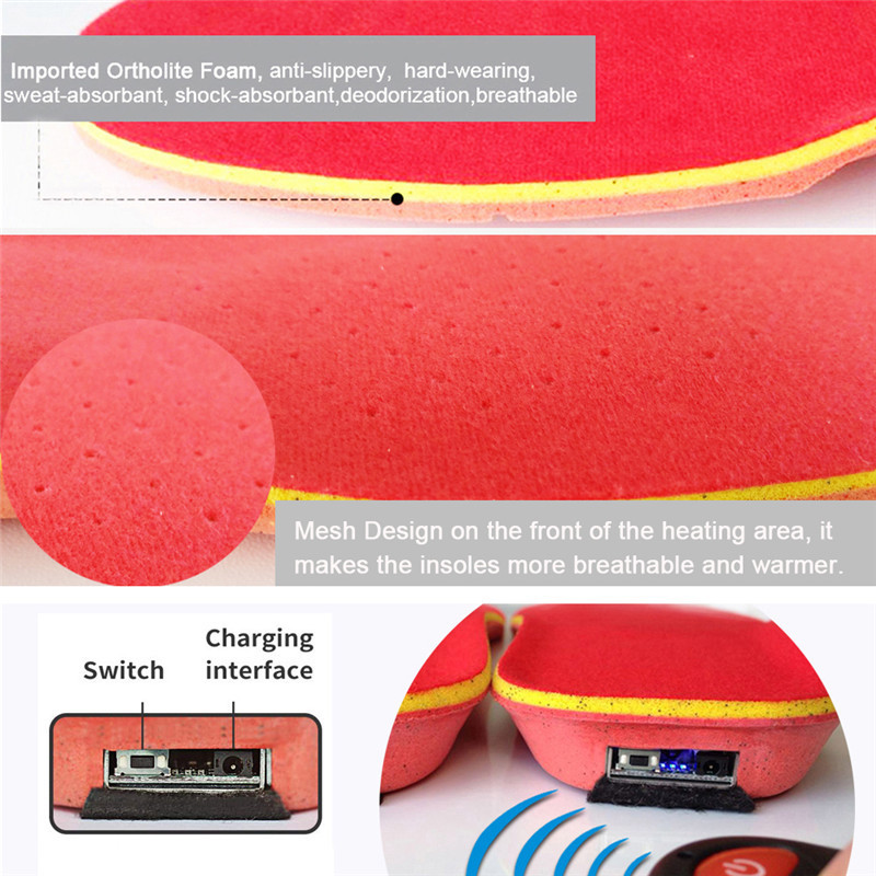 Shoe Parts Accessories 23002000mAh Wireless Winter Electric Heated Insoles with Remote Controller Size EUR 35-46# Material EVA Thermal Heating 220921
