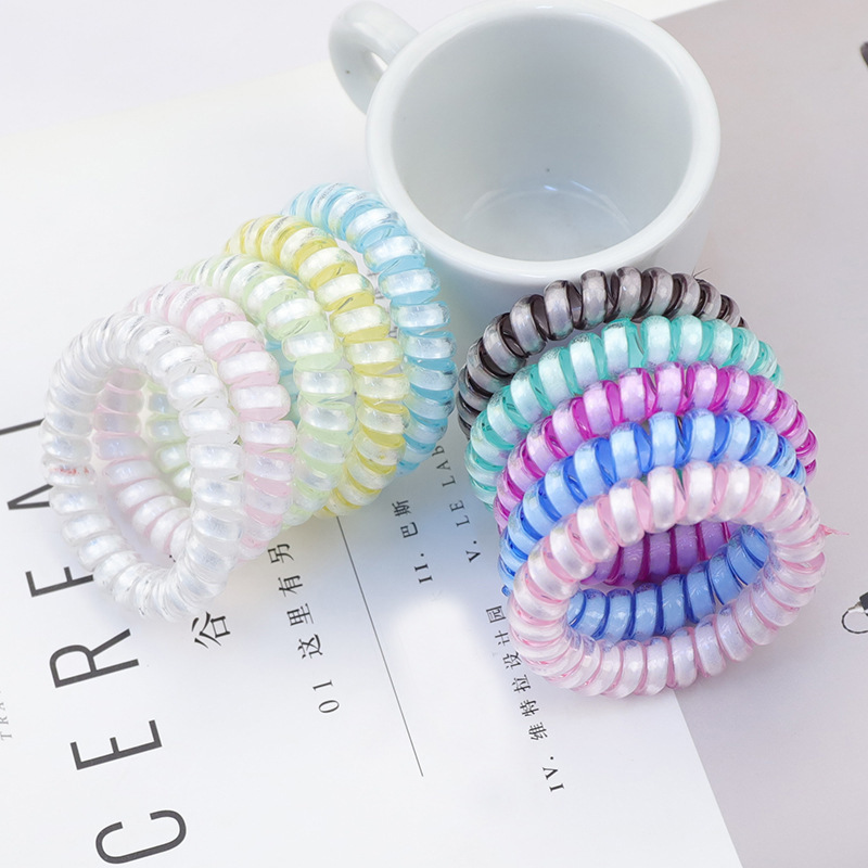 Candy Color Luminous Telephone Line Hair Ring Plastic Hair Ties For Women And Girls Ponytail Accessories Headwear Female Scrunchie 30pcs