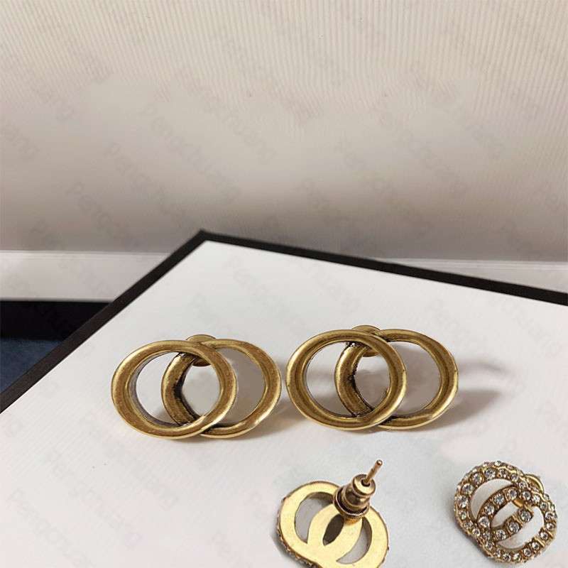 Classic Designer Stud Earrings For Woman Designer Ear Ring With Diamond Gold Color Birthday Gift Jewelry 2 Styles