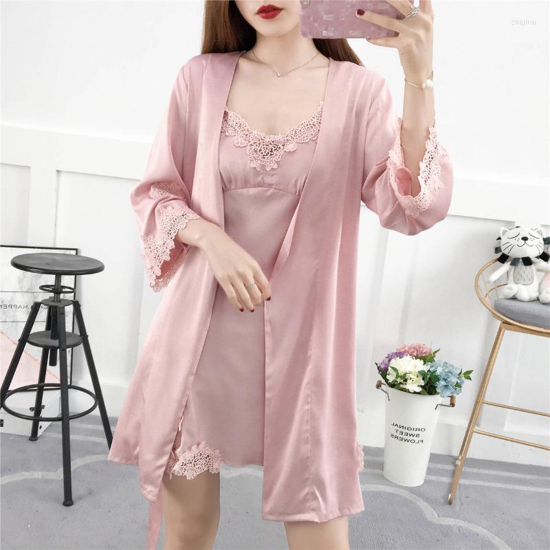 Women's Sleepwear Women's Satin 2PCS Robe&Nightdress Lounge Set High Quality Ladies Lace Lingerie Robe Sets Ice Silk Bath Robes, Black nightdress
Women's Sleepwear Women's Satin 2PCS Robe&Nightdress Lounge Set High Quality Ladies Lace Lingerie Robe Sets Ice Silk Bath Robes, Black nightdress