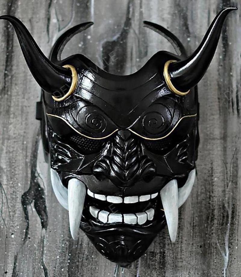 Party Masks Hannya Demon Mask Japanese Oni Samurai Noh Kabuki Red Prajna Latex Adult Unisex Halloween Cosplay Props4333543
