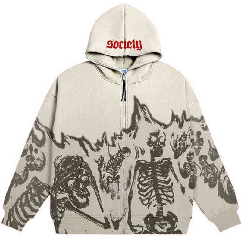 Y2k Men Retro Skeleton Print Zipper Oversized Sweatshirt Streetwear Harajuku Street Long, Gray
Y2k Men Retro Skeleton Print Zipper Oversized Sweatshirt Streetwear Harajuku Street Long, Gray