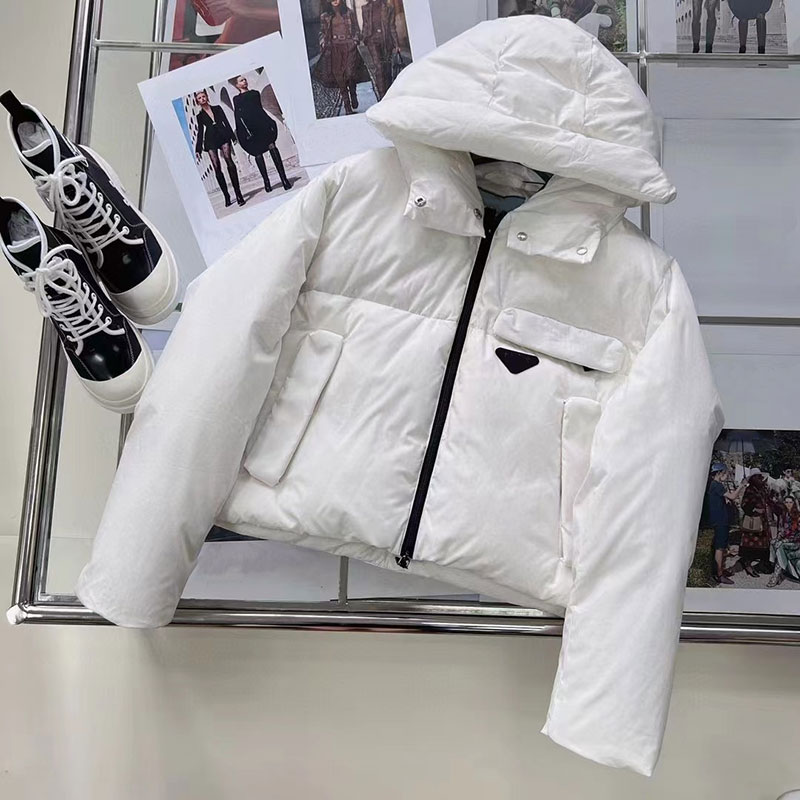 Womens Hooded Down Coats Silm Jackets Zipper 22AW Outerwear Fashion Casual Short Parkas Warm Tops Simple Winter Female Clothing