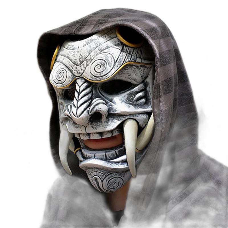 Party Masks Hannya Demon Mask Japanese Oni Samurai Noh Kabuki Red Prajna Latex Adult Unisex Halloween Cosplay Props4333543