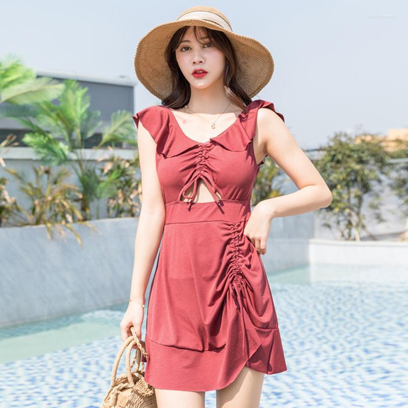 Women's Swimwear QuSuko Short-sleeved Swimsuit Women's Skirt-style Slimming Korean Spring Bathing Suit Sexy One-piece Conservative, Red
Women's Swimwear QuSuko Short-sleeved Swimsuit Women's Skirt-style Slimming Korean Spring Bathing Suit Sexy One-piece Conservative, Red