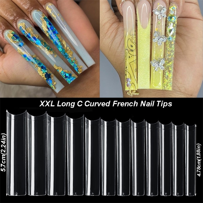 False Nails 500 Pcs 3Xl Long C Curve False Nail French Manicure Straight Artificial Nails Tip For Design Professional Acrylic Salon Supply 220921