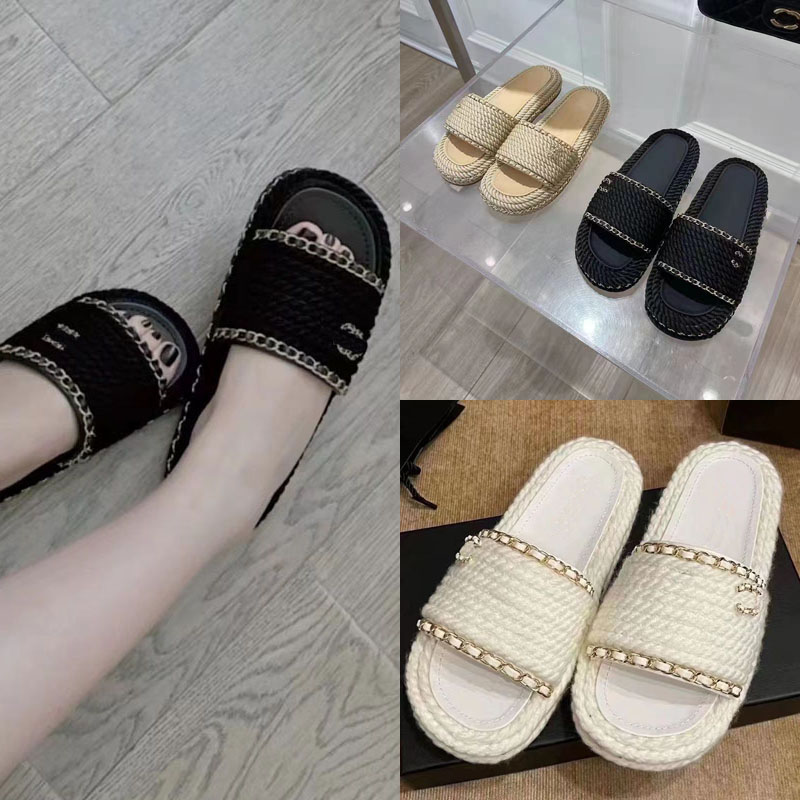 Classic women Luxury Solid Color Slides slippers Designer men Outer wear sandals thick bottom chain woven fisherman hemp rope non-slip slipper shoes large sizes 35-41
Classic women Luxury Solid Color Slides slippers Designer men Outer wear sandals thick bottom chain woven fisherman hemp rope non-slip slipper shoes large sizes 35-41