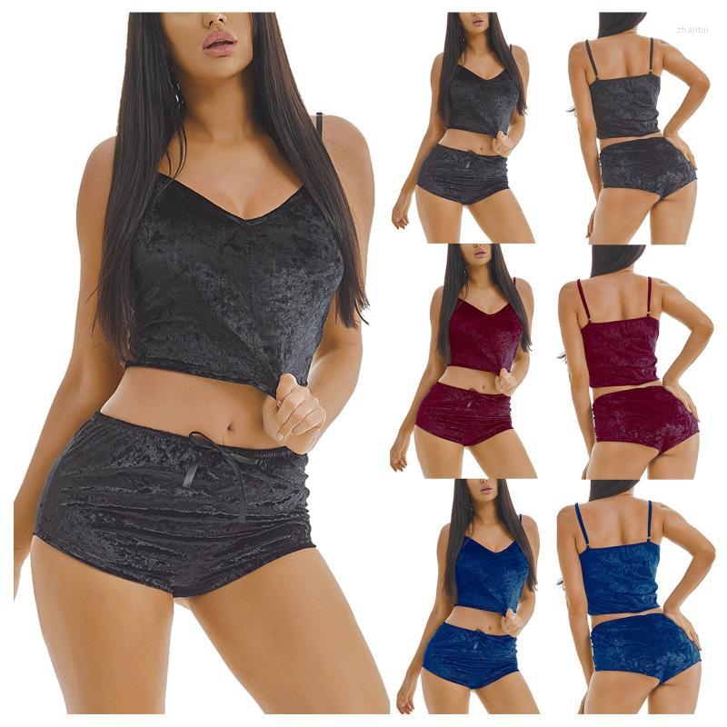 Women's Sleepwear Women's Camisole Velvet Ladies Pajamas Suit Sexy Home Two-piece Shorts Ice Women Suits & Sets Attractive, Black
Women's Sleepwear Women's Camisole Velvet Ladies Pajamas Suit Sexy Home Two-piece Shorts Ice Women Suits & Sets Attractive, Black