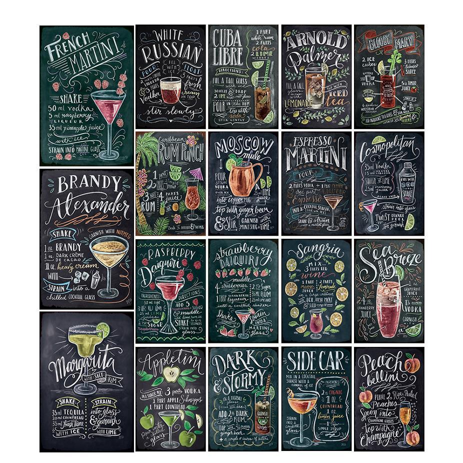 Metal Coffee Bar tail Blackboard Vintage Tinplate Decorative Painting Home Crafts Offset Printing Simple Wall Hanging Living Room Free shipping