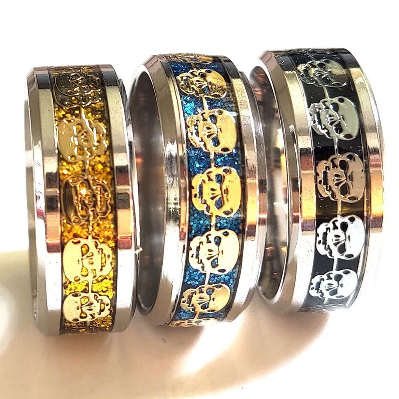 Cluster Rings 30pcs Men's Skull Stainless Steel 316L Gothic Biker Ring Party Favor Quality 8mm Band Wholesale Jewelry lot 220921