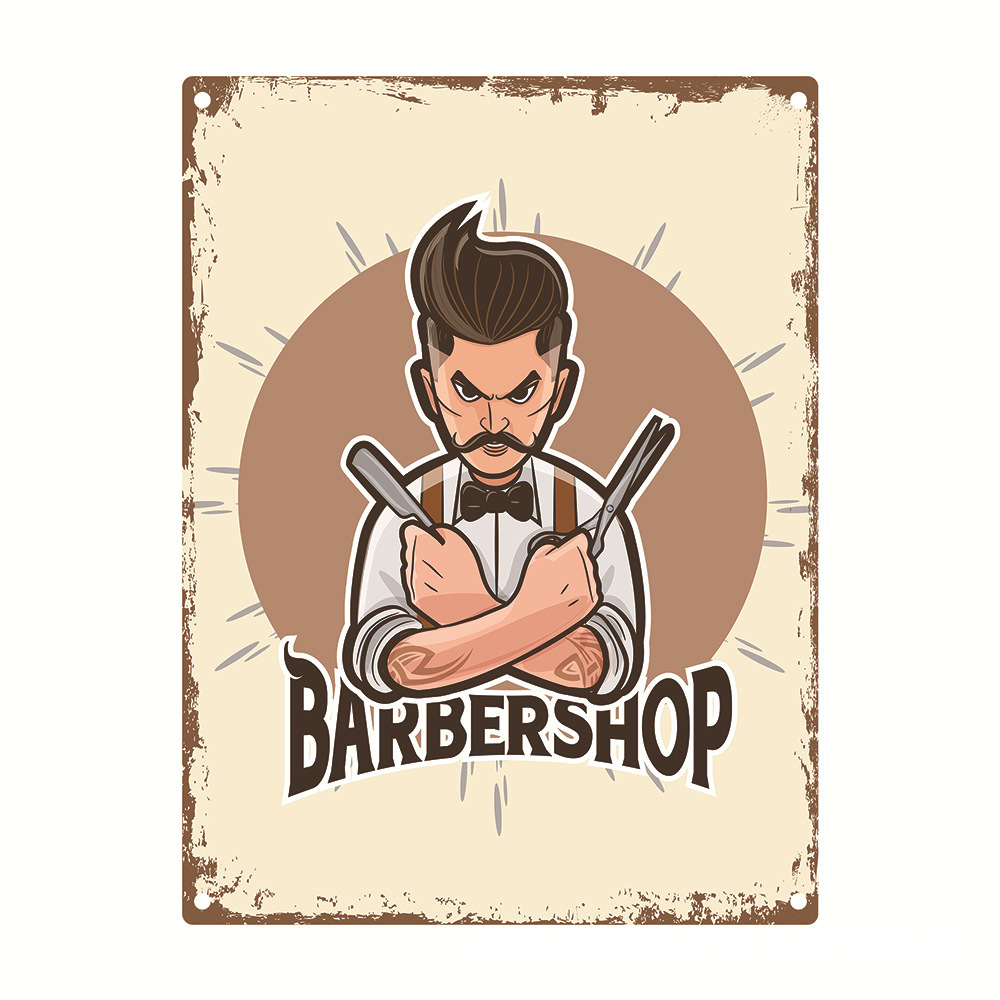 Metal Painting Tinplate wrought iron decorative painting listing ral barber shop stickers Living Room Home decor Size 20x30cm Free shipping