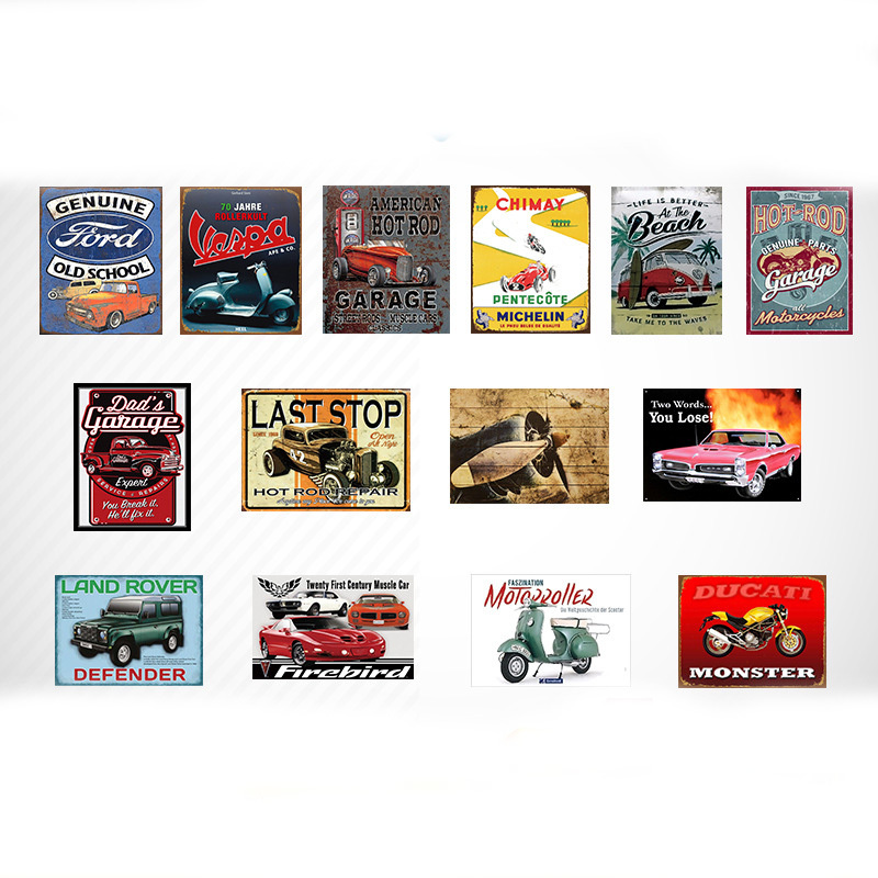 Metal Painting Barber storefront soft-installed license plate painting wrought iron bedroom hot pot shop decorations personality retro nostalgic Free 