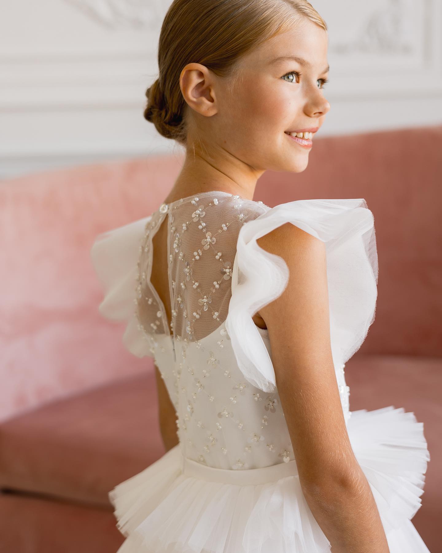 Boho Ivory Flower Girls Dresses For Weddings Ruffles Pearls Pageant Dresses Photoshoot Little Girl First Communion Dress