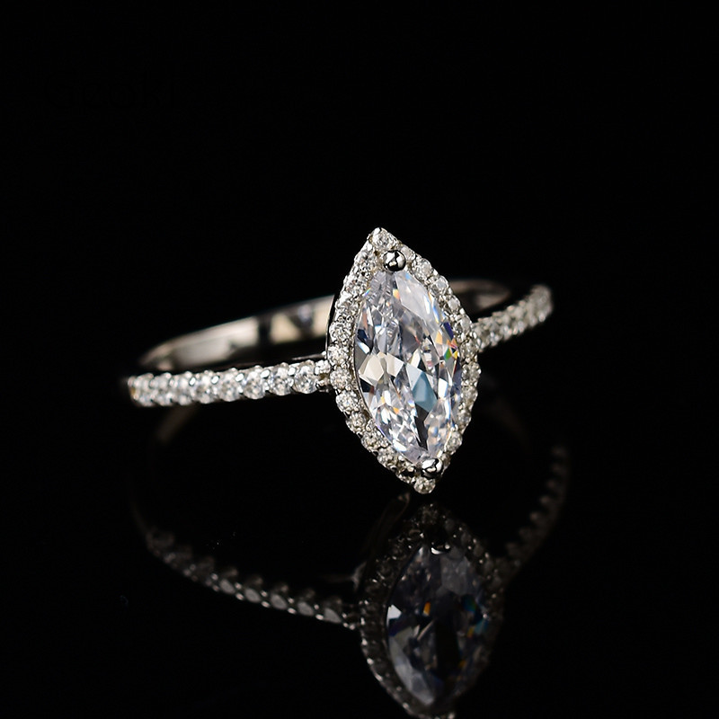 Wedding Rings Silver 925 Original Brilliant Cut 1 2 Carat Diamond Test Past Shining D Color Marquise Ring Gemstone Jewelry 220921