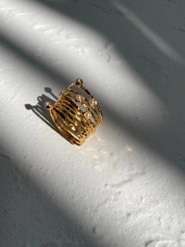 Cluster Rings RISPADA INS JZ31653 Simple Gold Plated d Wide irregular Ring 220921
