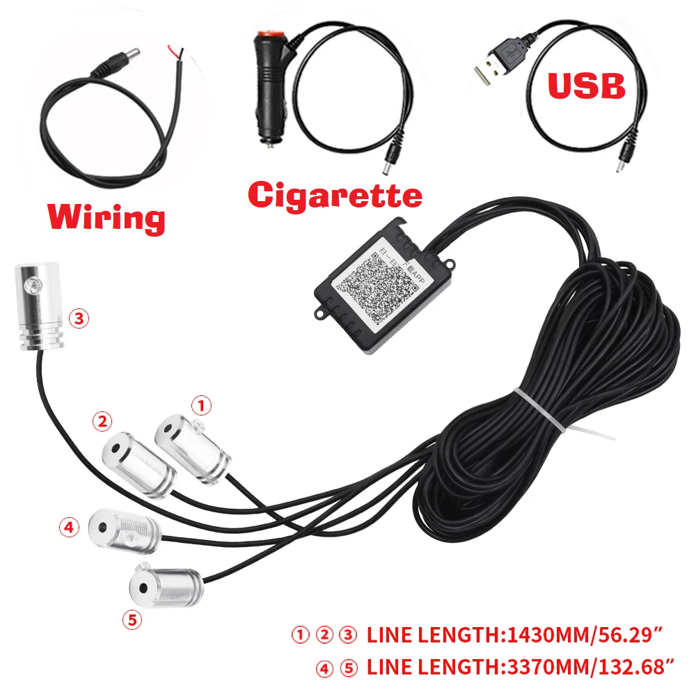 Car Interior Neon RGB Led Strip Lights 456 in 1 Bluetooth App Control Decorative Lights Ambient Atmosphere Dashboard Lamp
