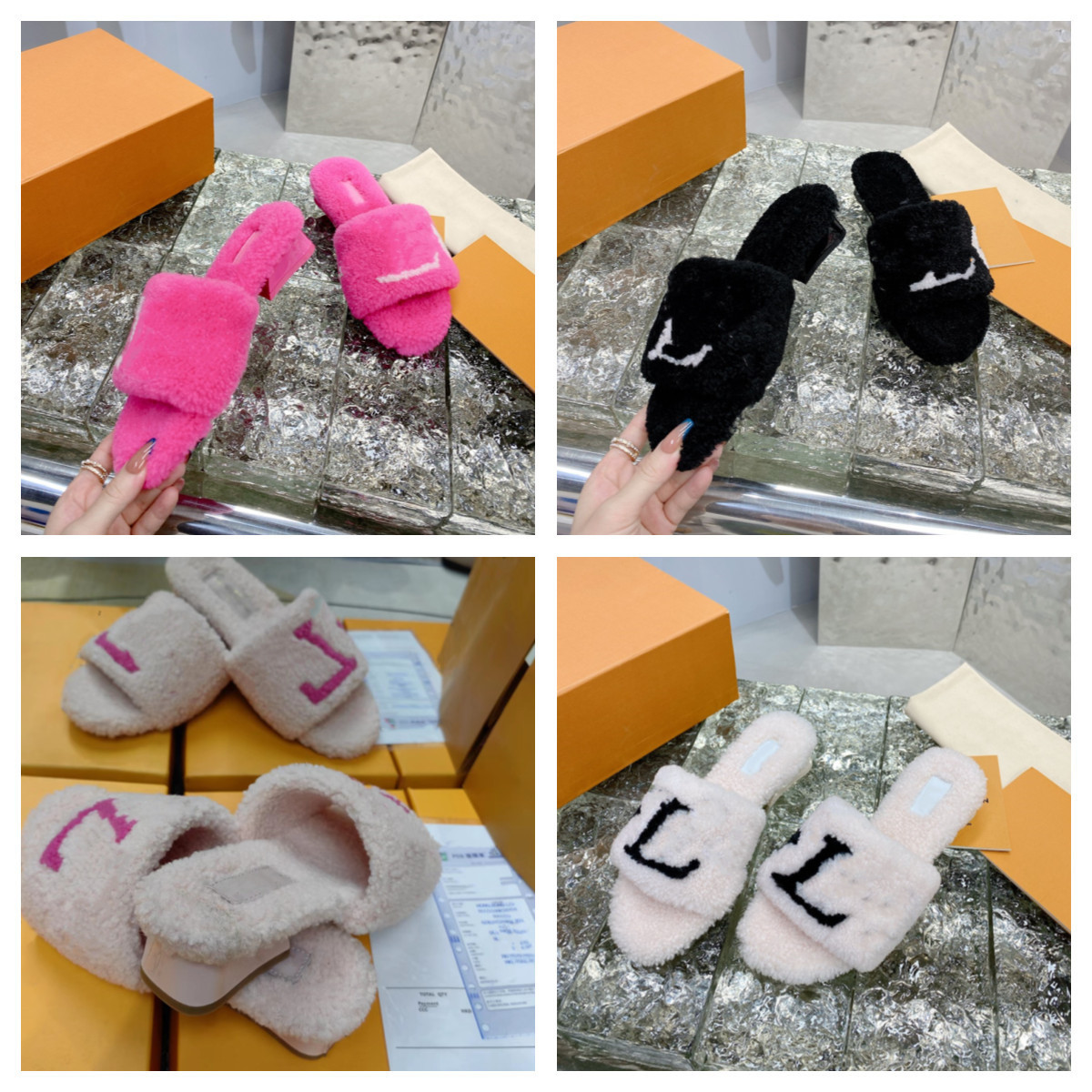 2022 L and V Furry Slippers Womens Ladies MAGNETIC Fur slipper sandal Designer branded Mule Flats Loafers Letters Green Pink Black White Soft Autumn winter Slides, Separate color;contact me 
2022 L and V Furry Slippers Womens Ladies MAGNETIC Fur slipper sandal Designer branded Mule Flats Loafers Letters Green Pink Black White Soft Autumn winter Slides, Separate color;contact me