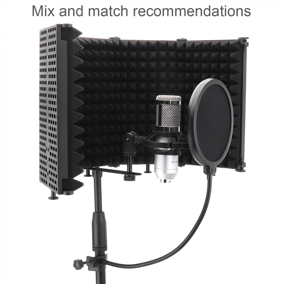 Microphone Isolation Shield 5-Panel Wind Screen Foldable 3/8" and 5/8" Threaded High Density Absorbing Foam for Recording
Microphone Isolation Shield 5-Panel Wind Screen Foldable 3/8" and 5/8" Threaded High Density Absorbing Foam for Recording