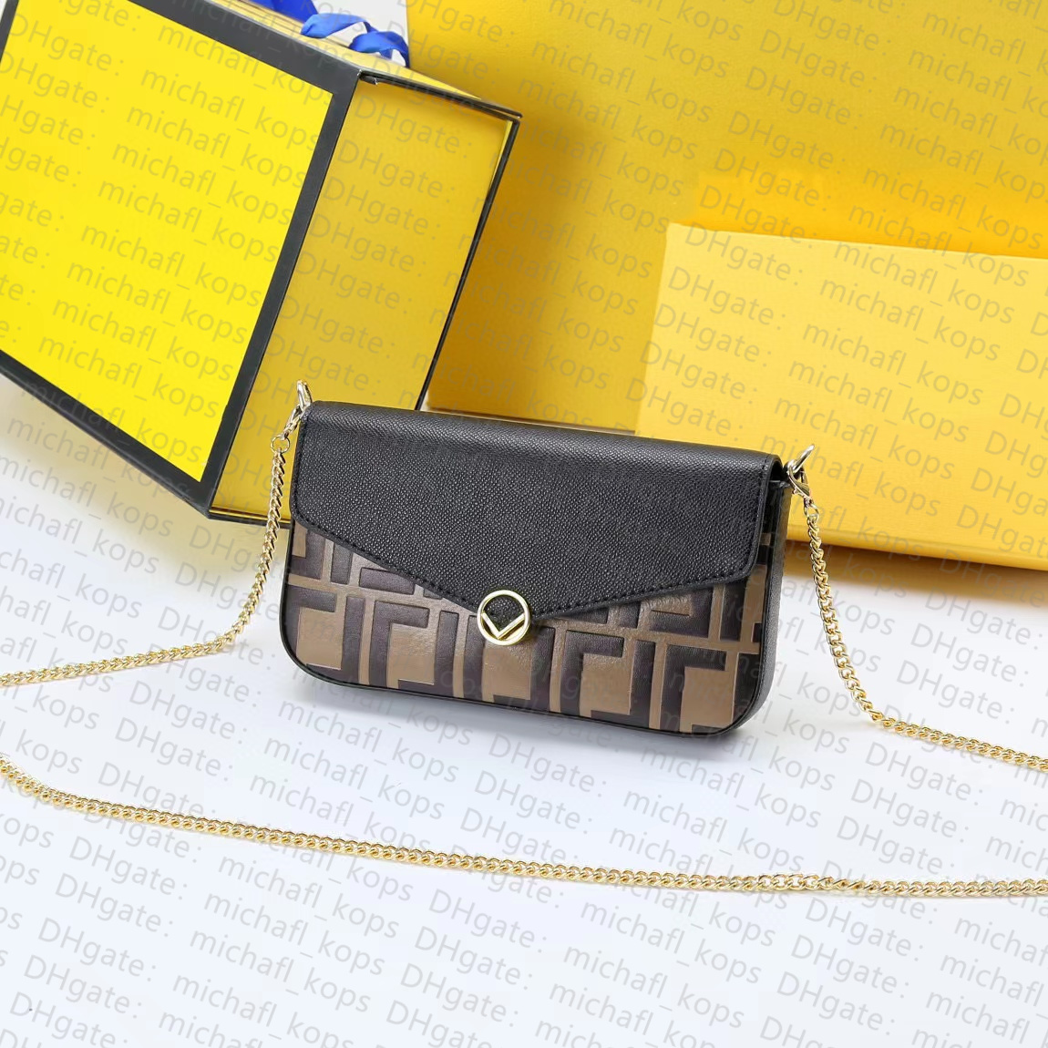Luxury woman bag single shoulder bag envelope bag embossed FF imported cowhide fashion 2022 personality chain crossbody designer flip, Deep brown
Luxury woman bag single shoulder bag envelope bag embossed FF imported cowhide fashion 2022 personality chain crossbody designer flip, Deep brown