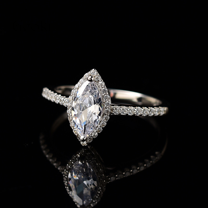 Wedding Rings Silver 925 Original Brilliant Cut 1 2 Carat Diamond Test Past Shining D Color Marquise Ring Gemstone Jewelry 220921
