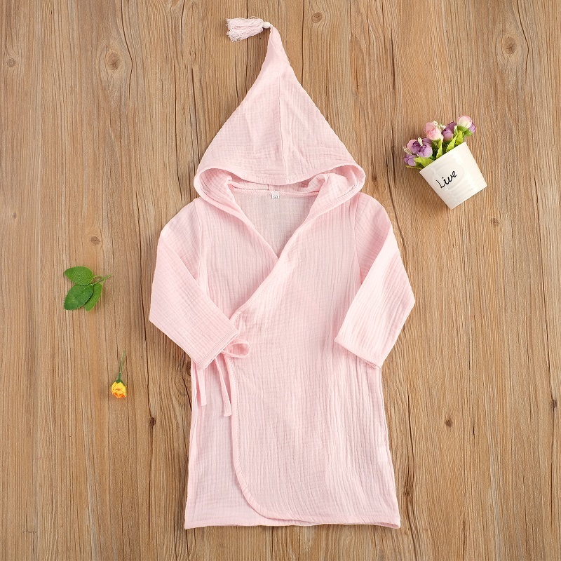 Towels Robes 1 5T Toddler Kids Baby Boy Girl Solid Color Long Sleeve Cotton Sleepwear Homewear Children Clothes 220922