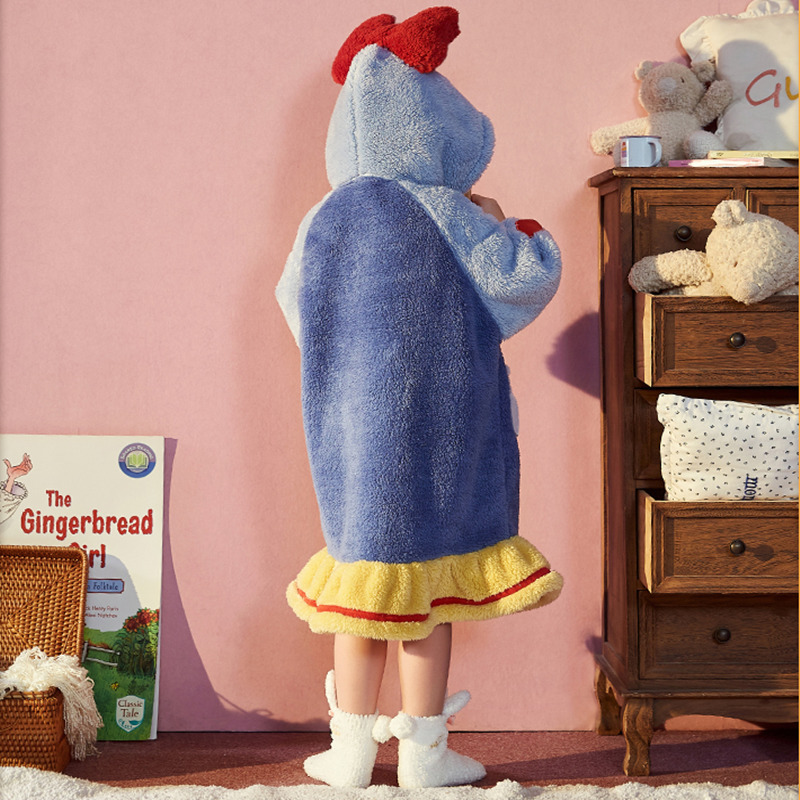 Pajamas Children Winter Hooded Cartoon Princess Fleece Set Bow Baby Longer Sleepwear Girls Coral Velvet Home Clothes Robes Thick 220922