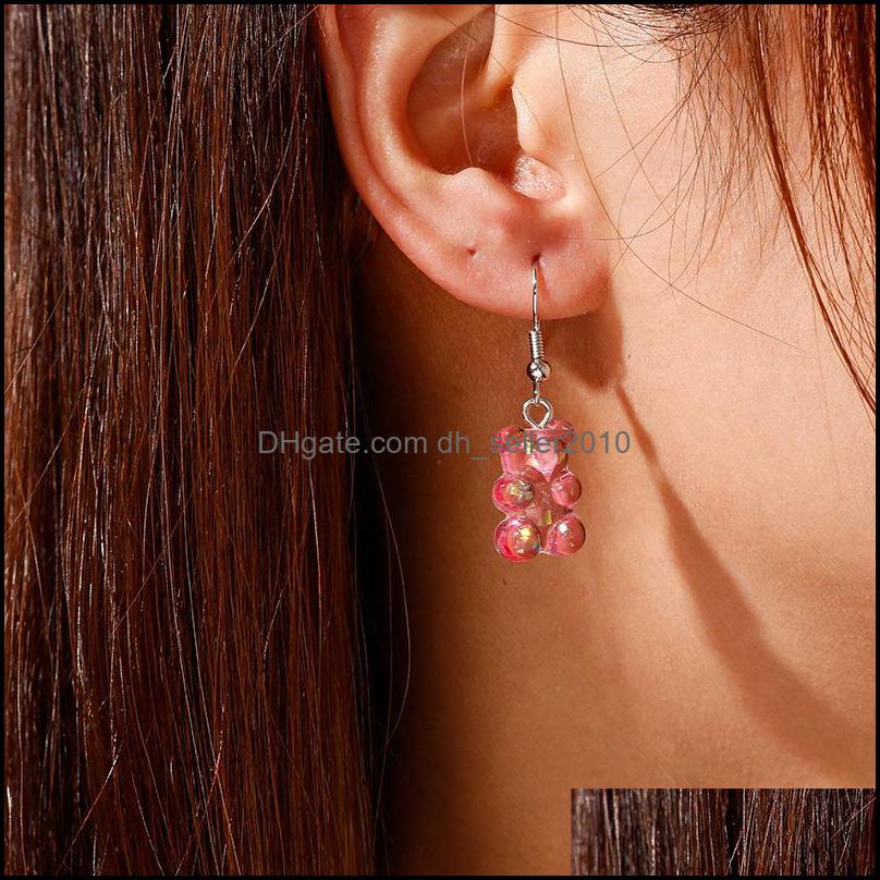 Dangle Chandelier Fashion Simple Cute Colorf Acrylic Animal Bear Dangle Earrings For Girls Women Children Birthday Gif Dhseller2010 Dhtqh