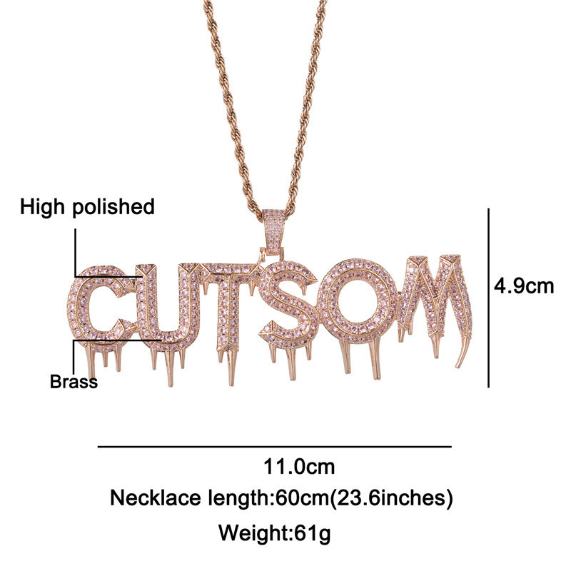 Pendant Necklaces Hip Hop Bubble Letters Drip Custom Name Cubic Zircon Iced Out Chain Pendants For Men Women Jewelry 220922