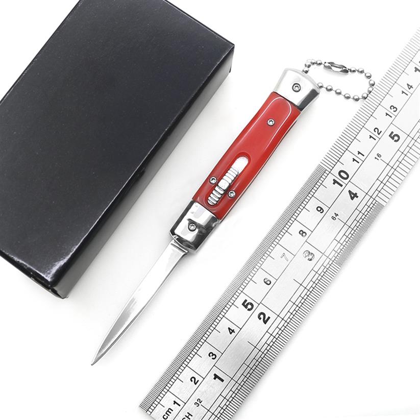New 4 75 Inch Mini Automatic Knife Mirror Blade 3 Colors Resin Handle Key Portable defense knife outdoor edc multi-function cutter2515
New 4 75 Inch Mini Automatic Knife Mirror Blade 3 Colors Resin Handle Key Portable defense knife outdoor edc multi-function cutter2515