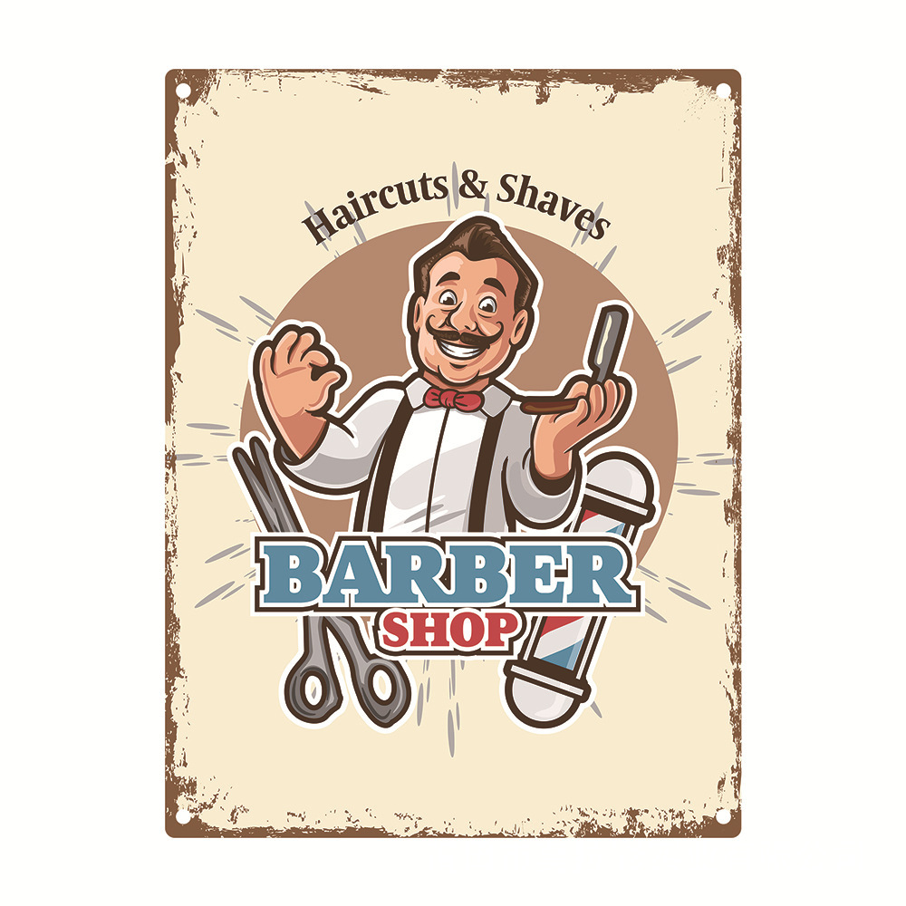 Metal Painting Tinplate wrought iron decorative painting listing ral barber shop stickers Living Room Home decor Size 20x30cm Free shipping